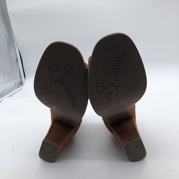 Seychelles Lagoon Heels Womens Size 8 Brown Shoes Leather Peep Toe Zip - Picture 2 of 8